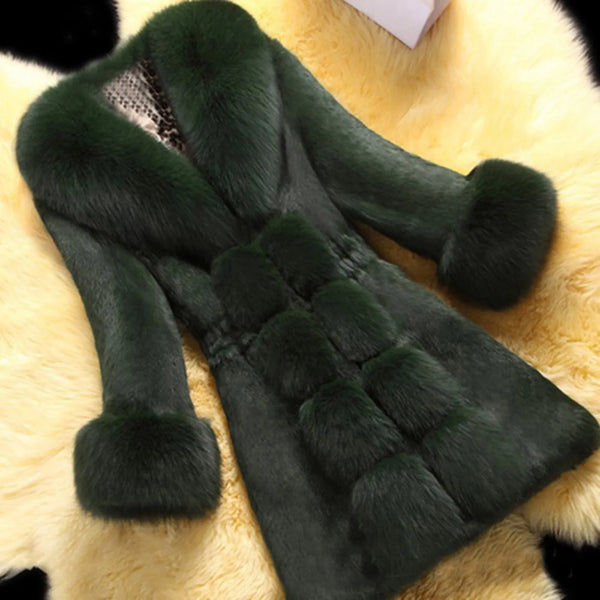 Trendy Plush Solid Faux Fur Winter Coat