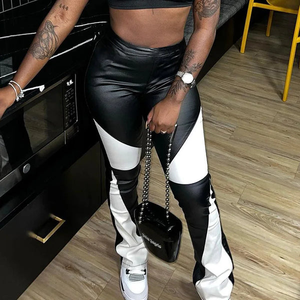 Trendy High Waist Black/White Fitted Jeggings