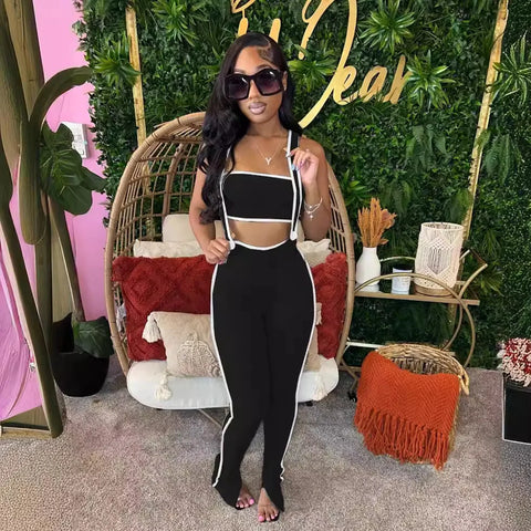 Trendy Strapless Solid Color Crop Top With Suspenders White Lining