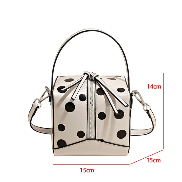 Small Square Bag Tote Y2k Polka Dot Design Pu Leather Crossbody Bag For Women 2026 New Spring Trendy Clutch Double Zipper Purse