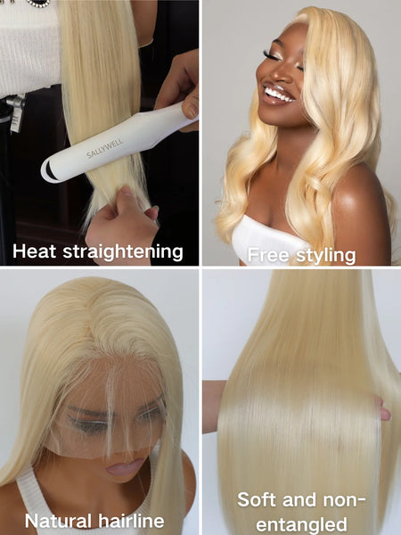 Trendy Platinum Blonde Fiber Hair Straight Lace Wig