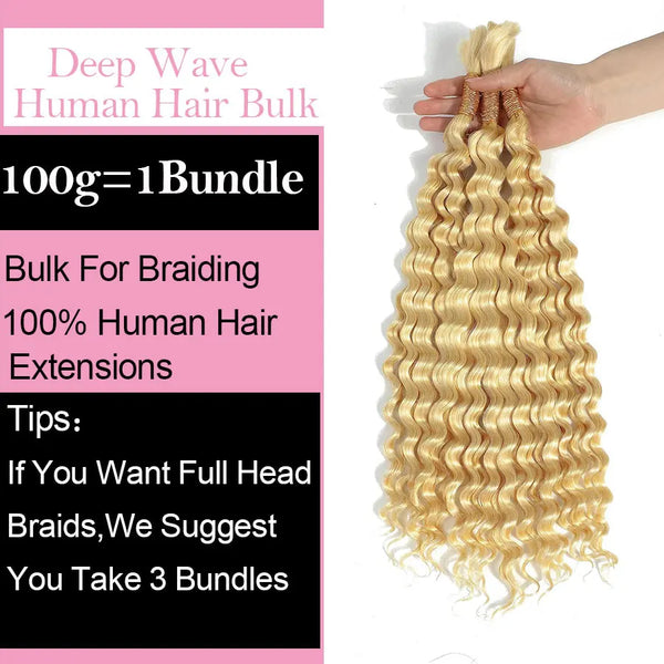 Trendy Crochet Boho Blonde Human Hair Bulk