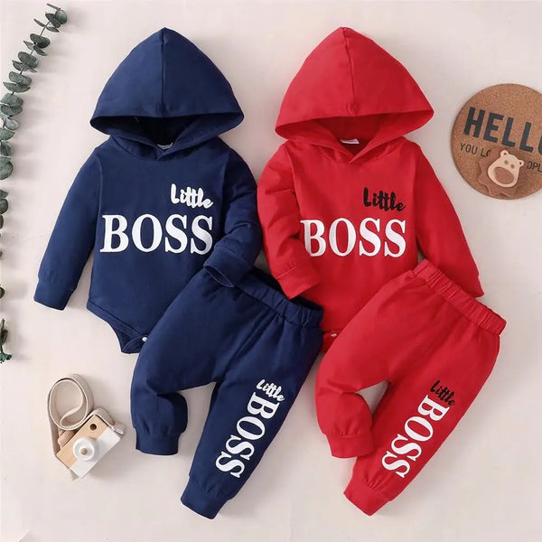 Trendy 0-24 Months  2PCS Letter print Long Sleeve Hoodie +Pants Set