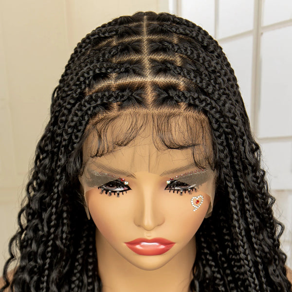 Trendy Knotless 36 Inches Long Boho Braided Wig With Baby Hair