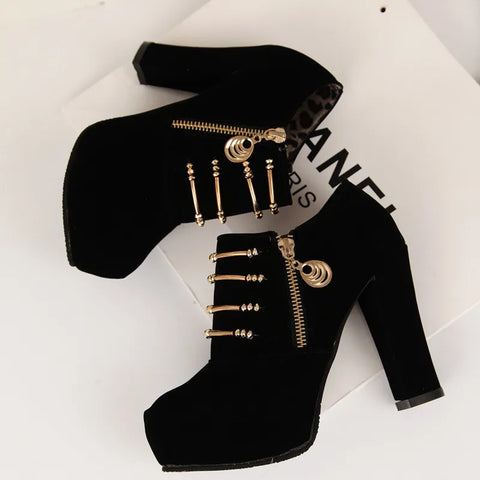 Trendy Casual High Heel Ankle Pumps Boots