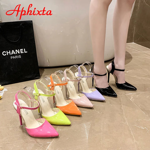 Trendy High Stiletto Ankle Strap Pointed Toe Heels