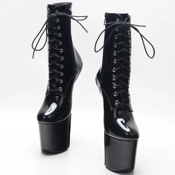 Trendy Black Heel Less Platform Ankle Boots