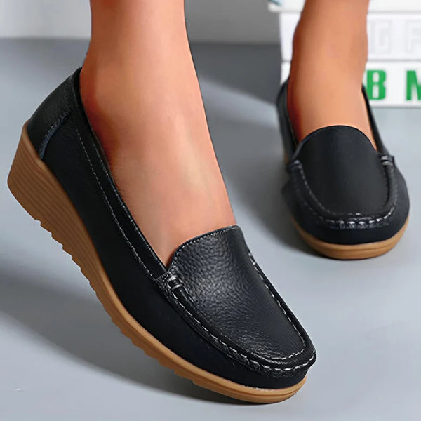 Trendy Leather Penny Loafers With Heel