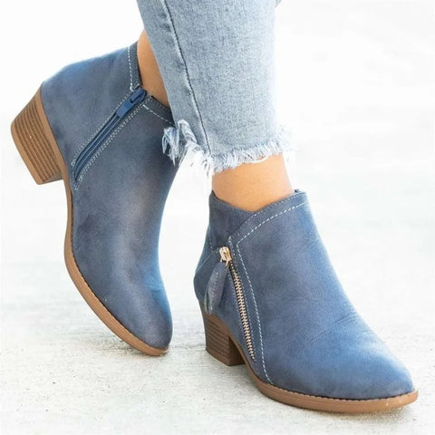 Trendy Ankle Low Heel Buckle Strap Boots