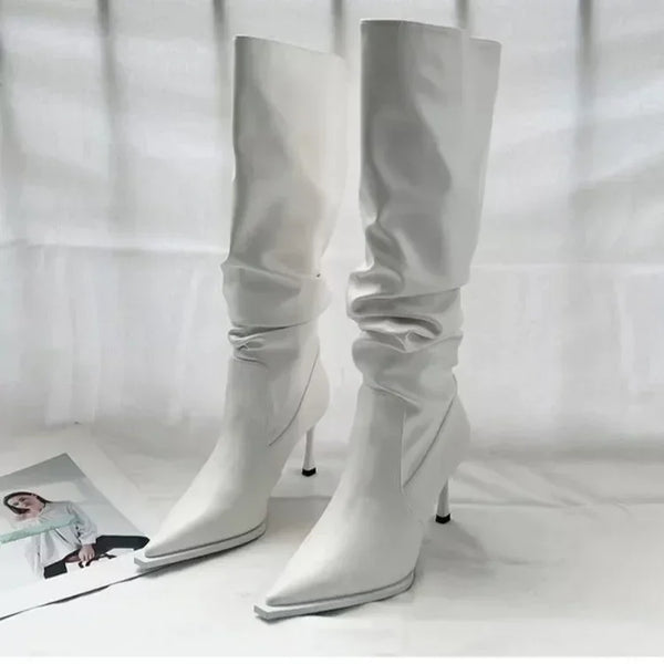Trendy High Stiletto Ruched Heel Boots