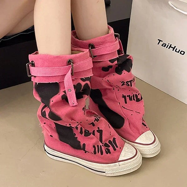 Trendy High Top Flat Platform Sneakers
