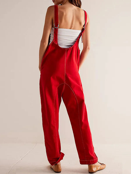 Trendy Oversized Solid Color Overall Jumpsuit
