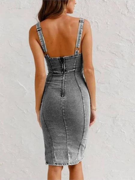 Modieuse Halter Denomlyfbandrok Met Split