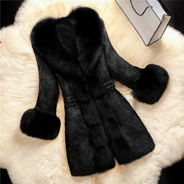 Trendy Plush Solid Faux Fur Winter Coat