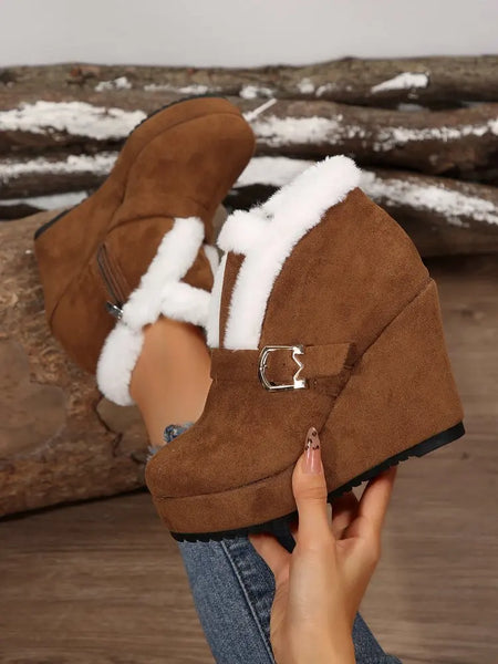 Trendy Platform Suede Wedge Booties