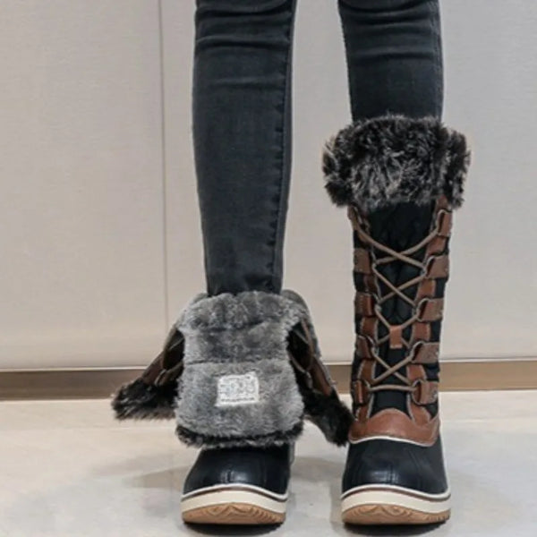 Trendy Leather Plush Snow Fur Boots