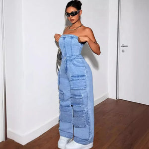 Trendy Loose Overall Huge Pocket Jumpsuit