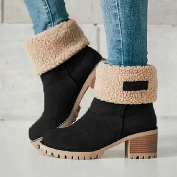 Trendy Suede Solid Color Short Chunky Heel Boots