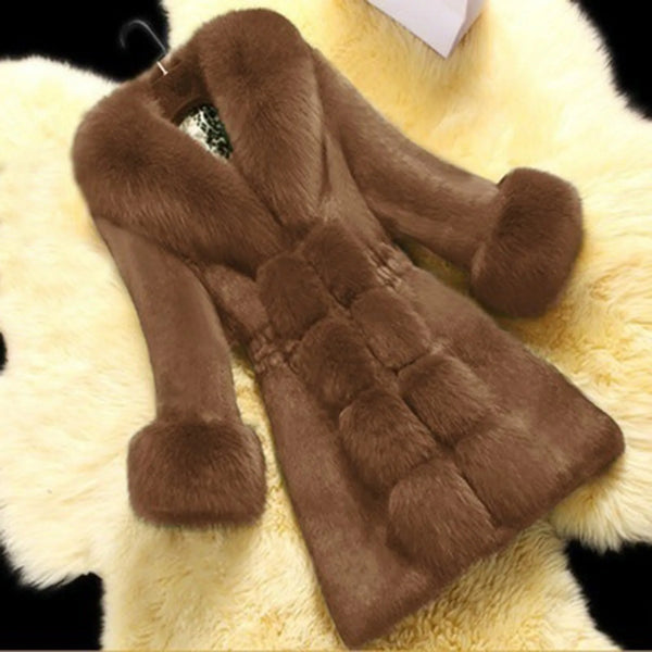 Trendy Plush Solid Faux Fur Winter Coat