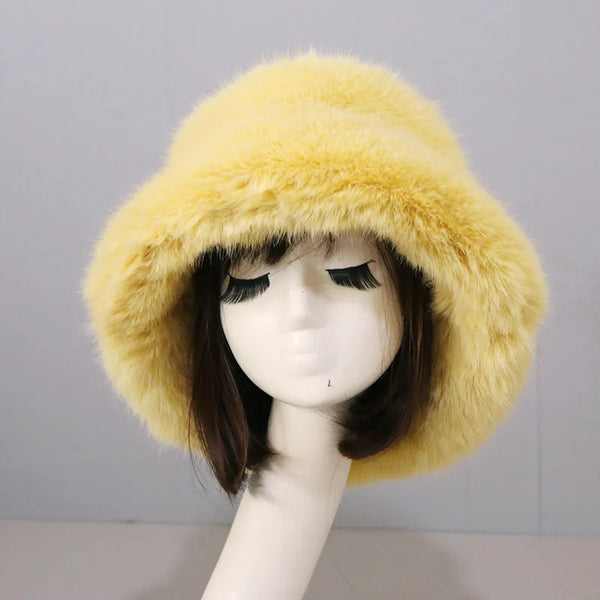 Trendy Winter Warm Faux Fur Bucket Hat