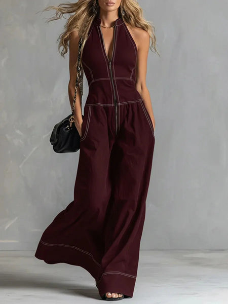 Trendy Sleeveless Loose Wide Leg Jumpsuit