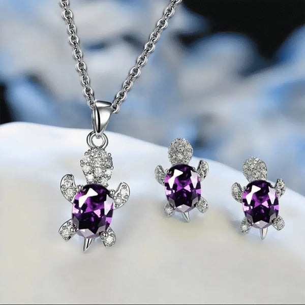 Trendy Free Yourself  3pcs Silver-plated Turtle Shape Diamond