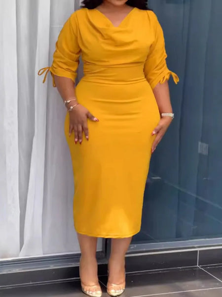 Trendy Rouged Yellow Fitted Dress