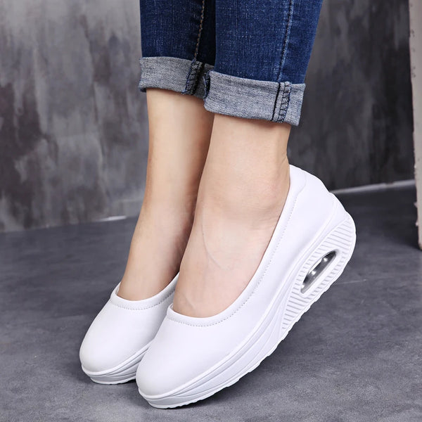 Trendy  Platform  Air Cushion Orthopedic Wedge Sneakers