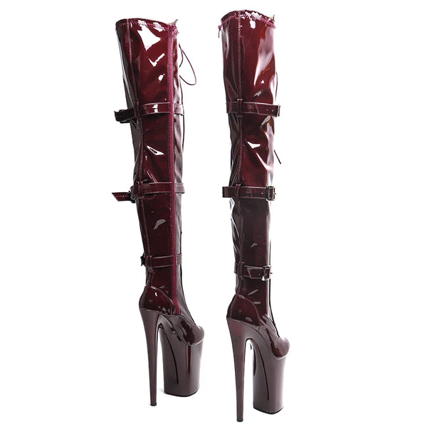 Trendy Platform High Heel Patent Leather Booits