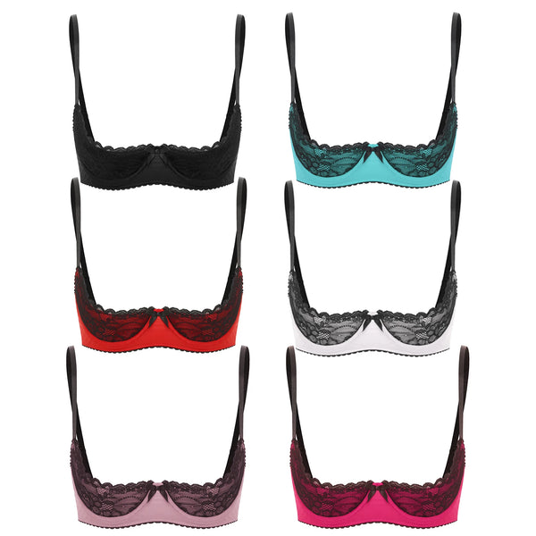 Trendy Adjustable Bow Lace Push Up Balconette Bra