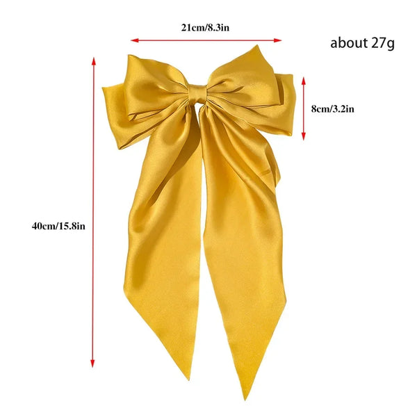 Trendy Bowknot Solid Color Satin Ribbon Hair Clip