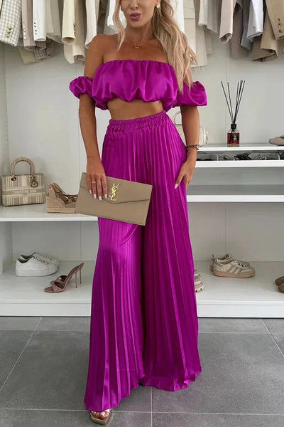 Trendy Ruffle Tube Top With Pleated Pants