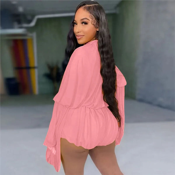 Modieuse Gedraaide Geriffelde Twee Stuk Kortstel