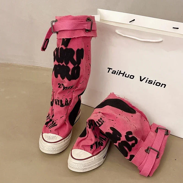Trendy High Top Flat Platform Sneakers