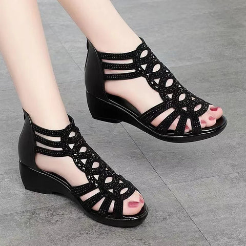 Trendy Wedge Faux Leather Sandals