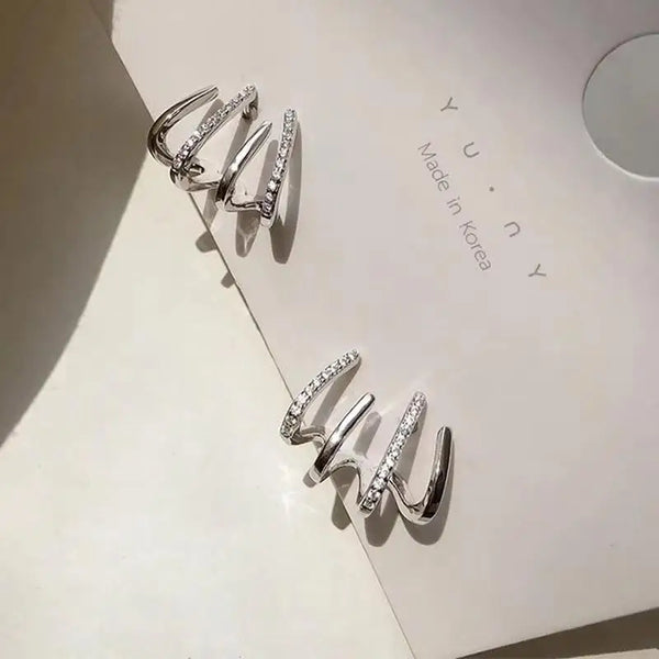 925 Silver Needle Korean Fashion Crystal Heart Earrings For Women Jewelry 2025 Trending New Luxury Women's Hoop Earrings Brincos