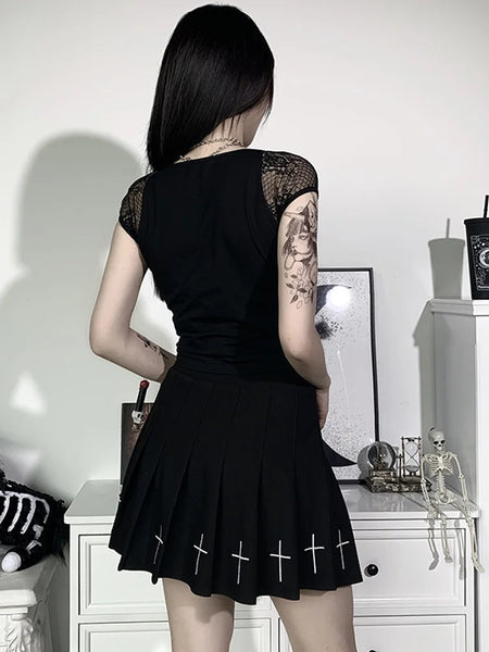 Trendy Bandage Lace Gothic Corset blouse
