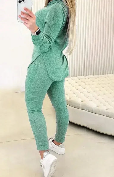 Trendy 2 Piece Hooded Sweatshirt & Casual High Waist Pants Set