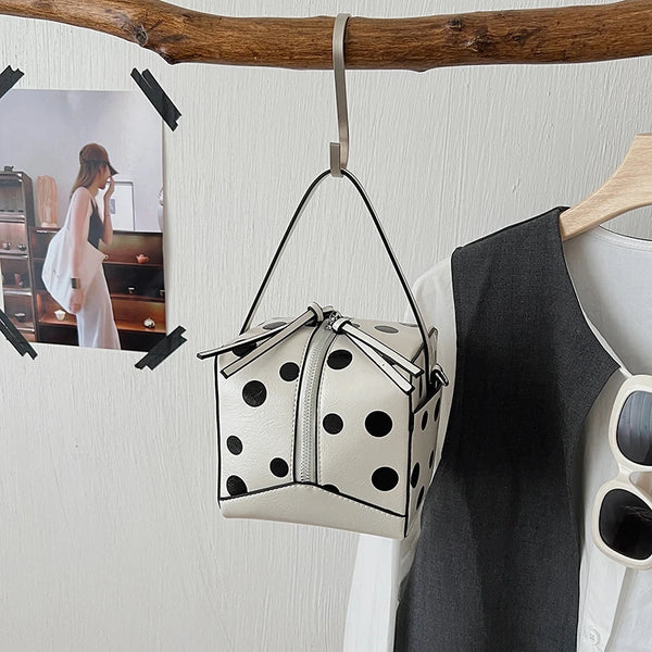Small Square Bag Tote Y2k Polka Dot Design Pu Leather Crossbody Bag For Women 2026 New Spring Trendy Clutch Double Zipper Purse