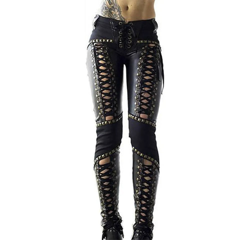 Modieuse Punk Rock Faux Leer Potloodbroek