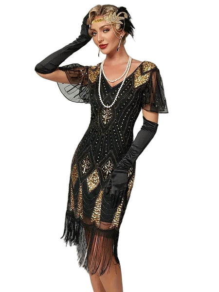 Trendy 1920s Fringed Butterfly Sleeve Party Dress Halloween Costume