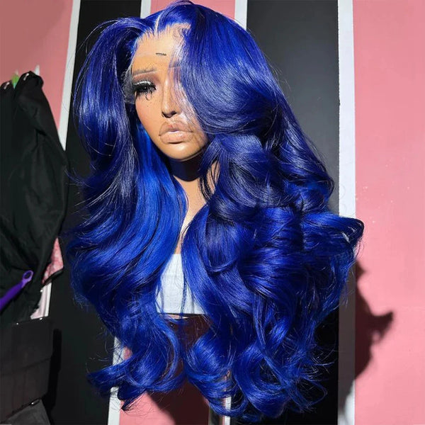 Trendy Dark Blue Lace Body Wave Human Hair Wig