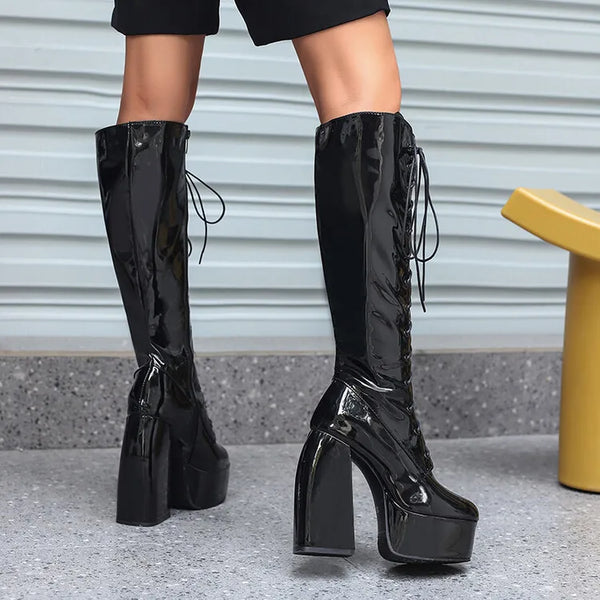 Trendy Thigh High Solid Color Knee Boots