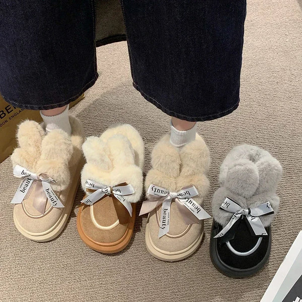 Trendy Velvet Cotton Bow Snowboots - TrendsetterbyTracy Boutique