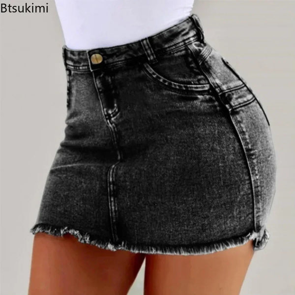 Trendy High Waisted Mini Denim Skirt