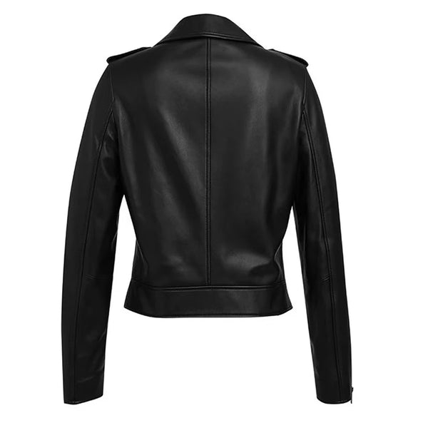 Trendy Genuine Black Short Leather Jacket