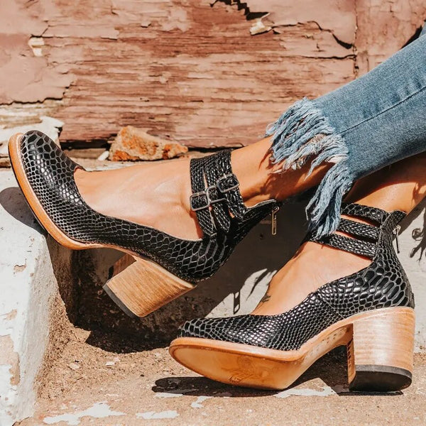 Trendy Retro Leather Mary Jane Platform Heels