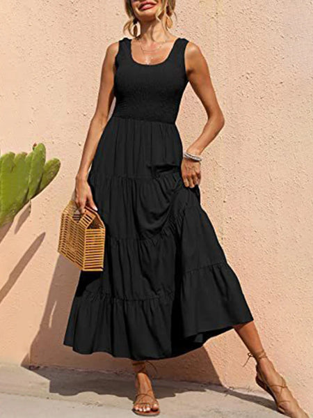 Trendy Ruffled Sleeveless Maxi Dress