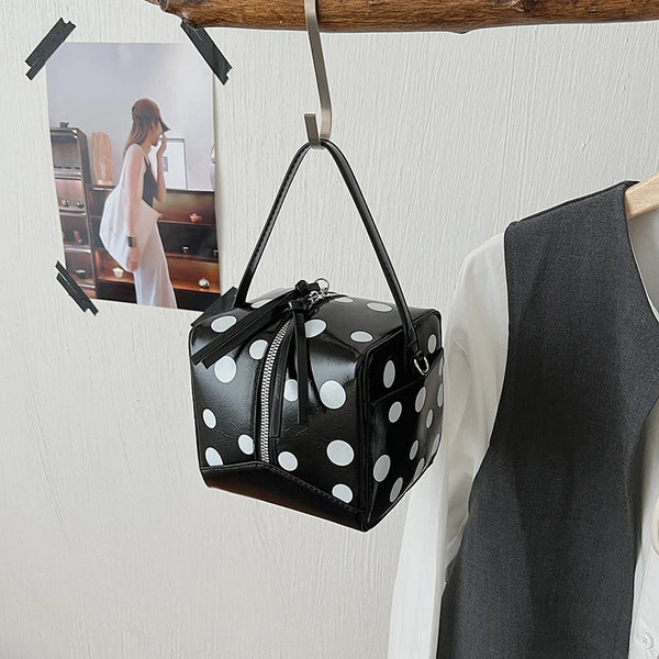 Small Square Bag Tote Y2k Polka Dot Design Pu Leather Crossbody Bag For Women 2026 New Spring Trendy Clutch Double Zipper Purse