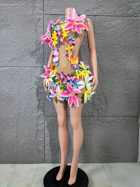 Trendy Floral Banquet Party Dress